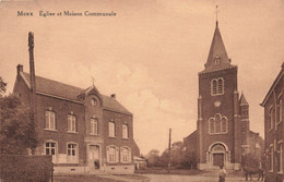 CPA - Belgique - Meux - Eglise Et Maison Communale - Edit. L. Tordeur - Oblitéré Meux 1934 - Animé - Clocher - Other & Unclassified