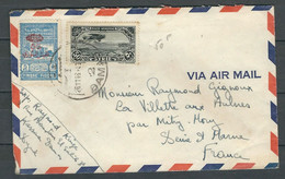 SYRIE 1945 N° PA 58 & 295 Surch. Cc & Y Obl. S/Lettre Par Avion Pour La France Rare - Brieven En Documenten