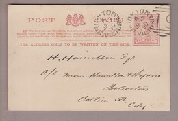 Australien Victoria 1890-01-17 Brighton Ganzsache 1 Penny Nach Soliendon - Storia Postale