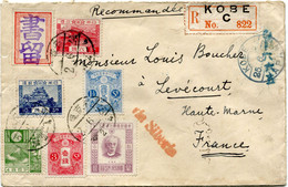 JAPON LETTRE RECOMMANDEE DEPART KOBE 25-6-27 VIA SIBERIA POUR LA FRANCE - Cartas & Documentos