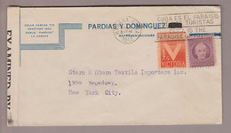 Kuba 1942-08-06 Habana Zensurbrief Nach New York 3,5 Cents - Briefe U. Dokumente