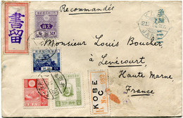 JAPON LETTRE RECOMMANDEE DEPART KOBE 21-9-27 POUR LA FRANCE - Covers & Documents