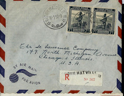 Lettre Avec Paire N° 265 Obl. COQUILHATVILLE 16/01/1952 En Rec.   Vers USA - Cartas & Documentos