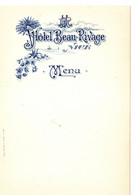 NICE . HOTEL BEAU RIVAGE - Menus