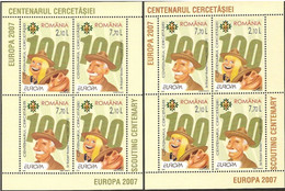 Europa Cept - 2007 - Romania, Rumenien - 2.Mini S/Sheet - Type-A+B (Scouting) ** MNH - 2007