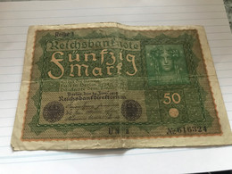 Papiergeld Deutschland Reichsbanknote 50 Mark 1919 Reihe 1 - 50 Mark