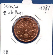 UGANDA - 2 Shillings 1987 -  See Photos - Km 28 - Ouganda