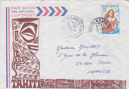 Lettre Par Avion Illustrée (Statuette) Obl. Papeete RP Annexe 1 Le 28/11/78 Sur N° 123 (Tahitienne Au Ukulélé) - Covers & Documents