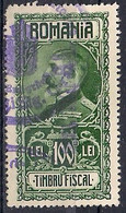 Romania 1930 - King Ferdinand I. Revenue 100l - Used - Revenue Stamps