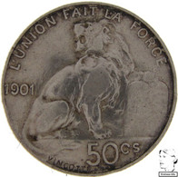 LaZooRo: Belgium 50 Centimes 1901 VF / XF - Silver - 50 Centimes