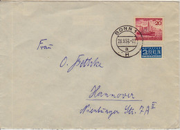 BRD, 152, EF, 20 Pfg Auf Brief Inland 28.09.1952, Fernbrief Von Bonn Nach Hannover - Umschläge - Gebraucht