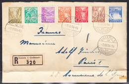 Switzerland 1934 Registered Cover, Luzern To Paris, Aug 7 1934, Folded - Covers & Documents