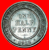 * GREAT BRITAIN: AUSTRALIA ★ 1/2 PENNY 1912H! GEORGE V (1911-1936)★LOW START ★ NO RESERVE! - ½ Penny