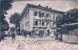 Gimel VD, Attelage Devant L'Hôtel De La Poste (24.9.1904) Timbre Déchiré Et Petit Aminci - Gimel