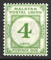 MALAYA.......KING GEORGE V..(1910-36...)....POSTAGE- DUE......4c.....SGD2........(CAT.VAL.£38...)....MH. - Malayan Postal Union
