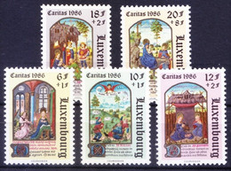 Luxembourg 1986 MNH 5v, Biblical Accounts, Religion, Caritas, Miniatures - Schilderijen