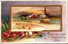 Thanksgiving With Landscape Scene Signed Clapsaddle 1910 - Giorno Del Ringraziamento