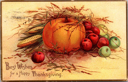 Thanksgiving With Pumpkin And Fruit Signed Clapsaddle 1909 - Thanksgiving