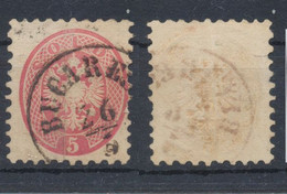 Romania 1864 Austria Post In Levant 5 Kreuzer Stamp With Bukarest Cancellation Applied At Bucuresti - Bezetting