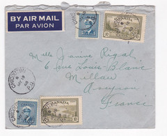 Enveloppe 1948 . Chicoutimi Canada Pour Melle Rigal à Millau Aveyron - Brieven En Documenten