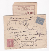 Enveloppe Recommandée 1906 Pour Mr Viala à Molières-Cavaillac Par Le Vigan Gard - 1906-38 Säerin, Untergrund Glatt