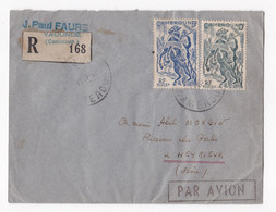 Enveloppe Recommandée 1948 Cameroun Yaoundé Pour Mr Mongin à Heyrieux Isère - Storia Postale