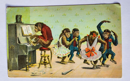 Carte Postale CPA Fantaisie  SINGE Danse Musique Piano Séries 1148/10  Singes Humanisés Anthropomorphisme - Geklede Dieren