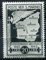 Z3557 SAN MARINO 1943 Ventennale Del Fasci Sanmarinesi, L. 20, MNH**, Sassone A33, Valore Catalogo € 75, Ottime Condizio - Luftpost