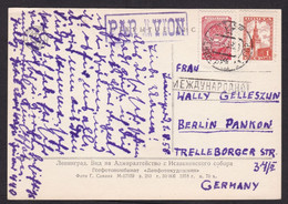Soviet Union USSR: Airmail Picture Postcard To Germany, 1958, 2 Stamps, High Value 1.40, Card: Leningrad (traces Of Use) - Cartas & Documentos