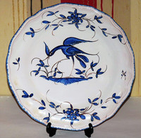 ANCIEN ASSIETTE EN FAIENCE DE MARTRES RIBET ET BONNASSIES? Decor Oiseau 2/4 - Martres (FRA)