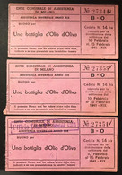 Milano 10 - 15 Febbraio 1941 Assistenza Invernale Anno XIX 3 X Buono Per Una Bottiglia D'olio D'oliva LOTTO 4316 - Sonstige & Ohne Zuordnung