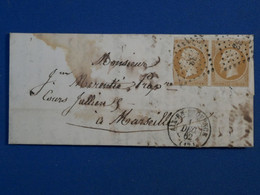 BM5  FRANCE   LETTRE  1 DEC. 1862 AIX EN PROVENCE A MARSEILLE + PAIRE DE NAP N° 13 + + AFFRANC. INTERESSANT ++ - 1853-1860 Napoleone III