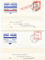 1955 2 Cartes S.A.  ZYMA GALEN Brussel II Laboratoires - Rode Stempel 1.20 Fr B 683  LAKEN - ...-1959