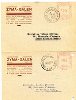 1948 2 Cartes S.A.  ZYMA GALEN Brussel II Laboratoires - Rode Stempel *65 B 683  Bruxelles F2F + C2 Zwart Driehoek - ...-1959