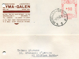 1950 Carte S.A.  ZYMA GALEN Brussel II Laboratoires - Rode Stempel *90 B 683  Bruxelles D2D - ...-1959