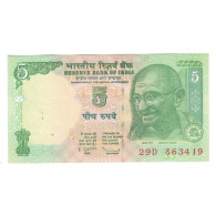 Billet, Inde, 5 Rupees, 2011, KM:94a, NEUF - India