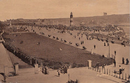 3525 – B&W Sepia PC – Plymouth Devon England – Animation Lighthouse Crowd – VG Condition – 2 Scans - Plymouth