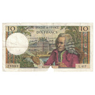 France, 10 Francs, Voltaire, L.417, B+, Fayette:NOT APPLICABLE, KM:147d - 10 F 1963-1973 ''Voltaire''