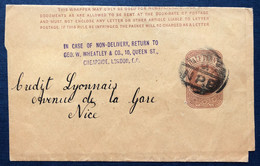 Grande Bretagne, Entier Pour Nice, France - (B4154) - Entiers Postaux