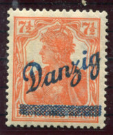 DANZIG 1920 (30 Aug.) Diagonal Overprint On 7½ Pf. Germania MNH / **  Michel 35 - Mint