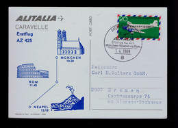 Gc7407 GERMANY Volcanos Geology Alitalia CARAVELLE AZ 425 First Flight Munchen -Nepal By Roma Citys /postcard Mailed - Volcans