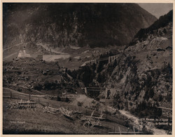 PHOTO 27 X 21 CM AUF CARTON - WASSEN , LES 3 LIGNES DU GOTTHARD - Wassen