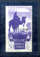 1936 LIBIA S27 MNH ** Cirenaica Sovrastampato N.27 Posta Aerea 50 Centesimi Violetto - Libia