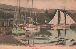 CPA - Tahiti - Papeete - Les Quais - The Warfs - Edit. L.Gauthier - Bateau - Barque - Animé - Colorisé - Rare - Tahiti