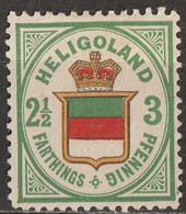 Heligoland 1876  Stemma Tricolore Al Centro  2½/3F/Pfg Multicolore -Unificato N.16 MH* - Helgoland