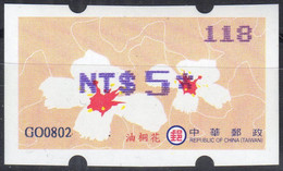 2010 Automatenmarken China Taiwan Tung Blossoms IV MiNr.22 Blue Nr.118 ATM NT$5 Xx Innovision Kiosk Etiquetas - Distributors