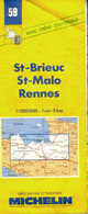 Carte Routière : St-brieuc - St-malo - Rennes 59 1/200000 De Carte Michelin (1994) - Mappe/Atlanti