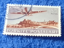 TÜRKİYE- 1940-50-    50K.    UÇAK PULLARI   DAMGALI - 1934-39 Sandjak Alexandrette & Hatay