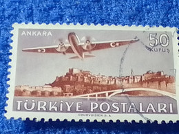 TÜRKİYE- 1940-50-    50K.    UÇAK PULLARI   DAMGALI - 1934-39 Sandjak D'Alexandrette & Hatay