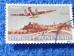 TÜRKİYE- 1940-50-    50K.    UÇAK PULLARI   DAMGALI - 1934-39 Sandschak Alexandrette & Hatay